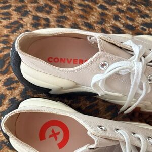 Converse Cream Canvas Sneakers with Black Sole 9 1/2